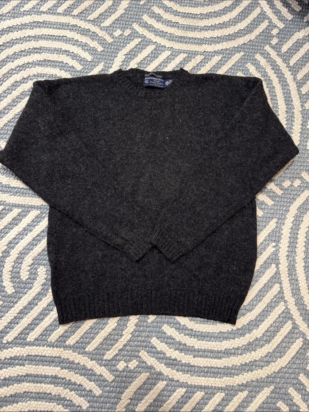 Vintage 90s Abercrombie & Fitch The Big Sweater 100% Wool Charcoal